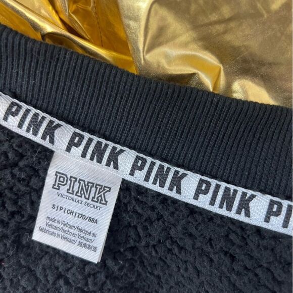 Victoria’s Secret PINK Sherpa Gold Metallic Bomber Jacket Small - Picture 6 of 6